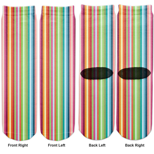 Retro Vertical Stripes Adult Crew Socks - Double Pair - Front and Back - Apvl