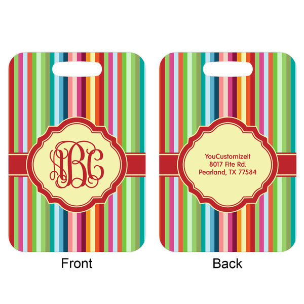 Retro Vertical Stripes Aluminum Luggage Tag (Front + Back)