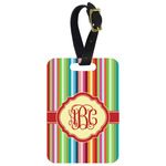 Retro Vertical Stripes Metal Luggage Tag w/ Monogram