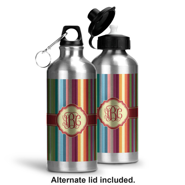 Retro Vertical Stripes Aluminum Water Bottle - Alternate lid options