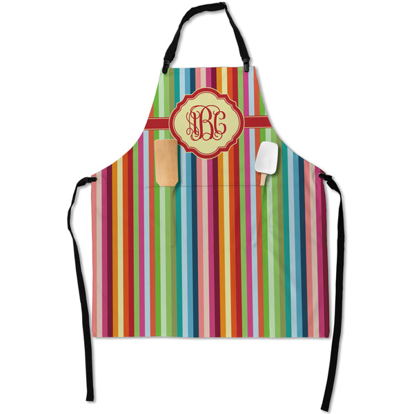 Custom Retro Vertical Stripes Apron With Pockets w/ Monogram