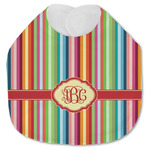 Retro Vertical Stripes Jersey Knit Baby Bib w/ Monogram