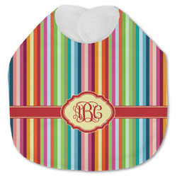 Retro Vertical Stripes Jersey Knit Baby Bib w/ Monogram