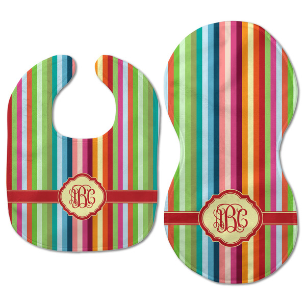 Retro Vertical Stripes Baby Bib & Burp Set - Approval (new bib & burp)