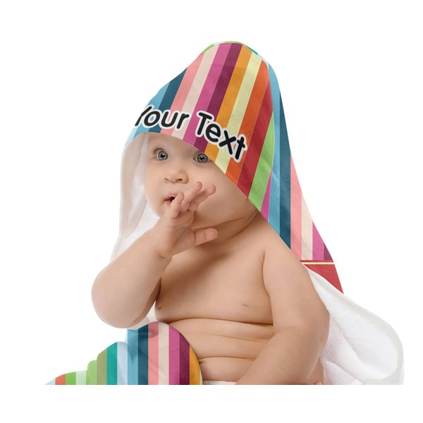 Retro Vertical Stripes Baby Hooded Towel on Child