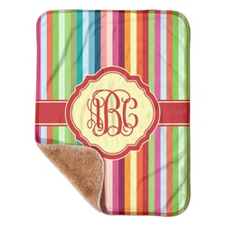 Retro Vertical Stripes Sherpa Baby Blanket - 30" x 40" w/ Monograms