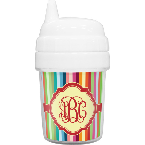 Custom Retro Vertical Stripes Baby Sippy Cup (Personalized)