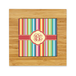 Retro Vertical Stripes Bamboo Trivet with Ceramic Tile Insert (Personalized)