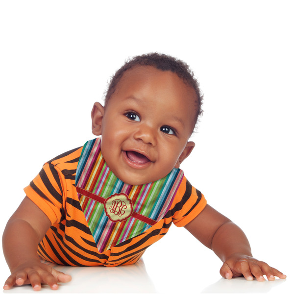 Retro Vertical Stripes Bandana Bib - (Lifestyle 1 boy)