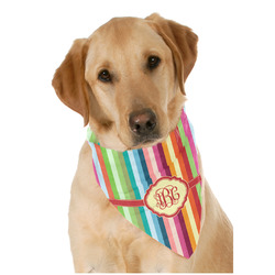 Retro Vertical Stripes Dog Bandana Scarf w/ Monogram