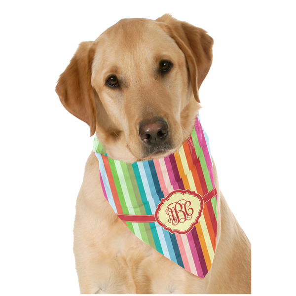 Custom Retro Vertical Stripes Dog Bandana Scarf w/ Monogram