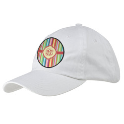 Retro Vertical Stripes Baseball Cap - White (Personalized)