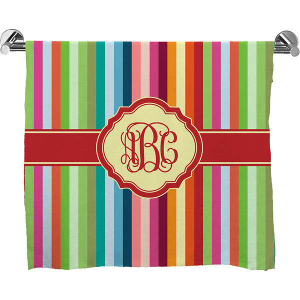 Custom Retro Vertical Stripes Bath Towel (Personalized)