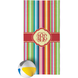 Retro Vertical Stripes Beach Towel (Personalized)