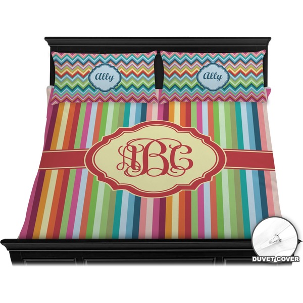 Retro Vertical Stripes Bedding Set (King) - Duvet