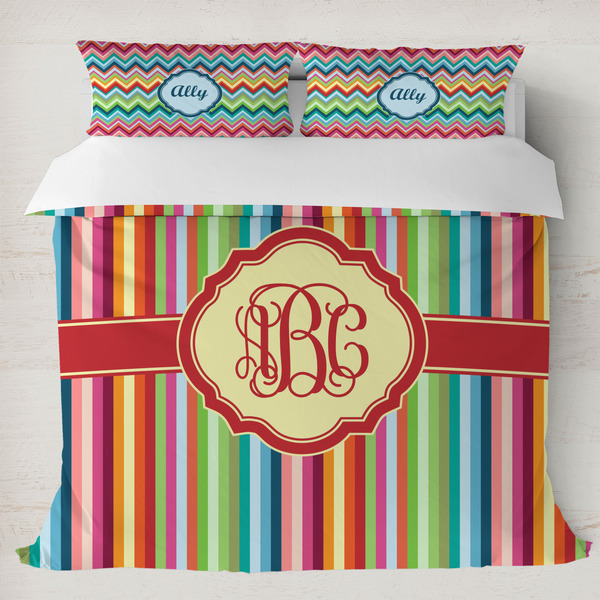 Custom Retro Vertical Stripes Duvet Cover Set - King (Personalized)