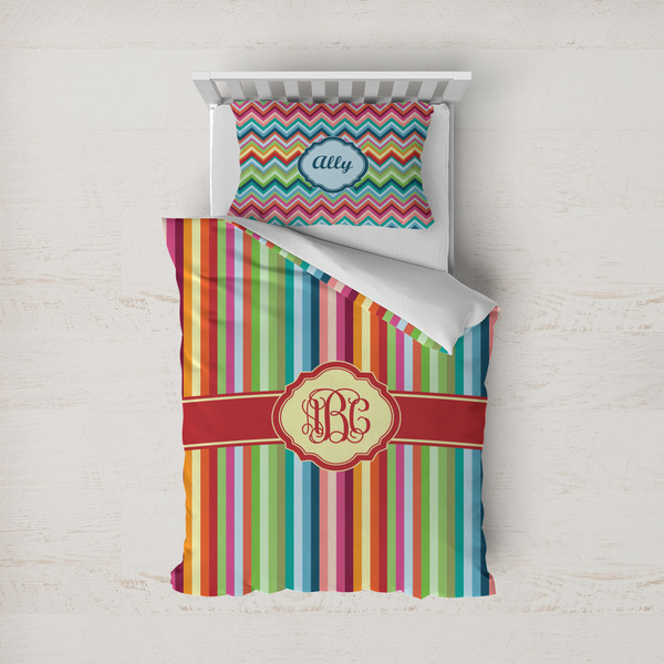 Custom Retro Vertical Stripes Duvet Cover Set - Twin (Personalized)