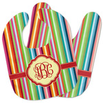 Retro Vertical Stripes Baby Bib w/ Monogram