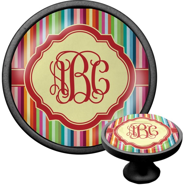 Custom Retro Vertical Stripes Cabinet Knob (Black) (Personalized)