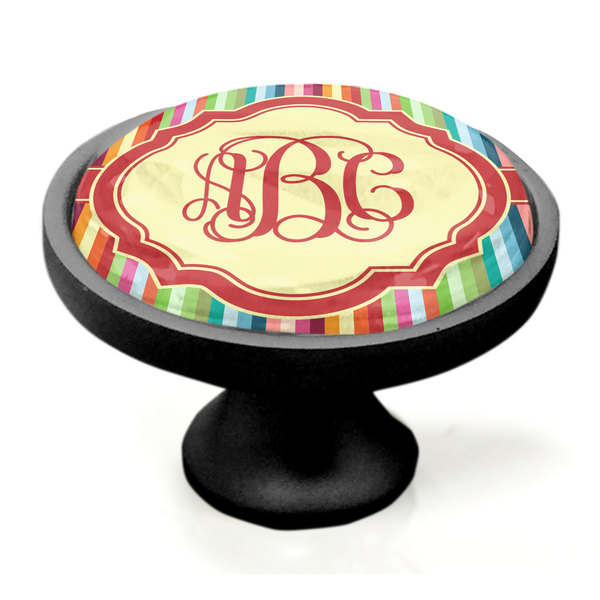Retro Vertical Stripes Black Custom Cabinet Knob (Side)