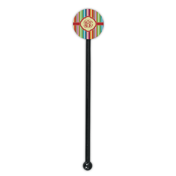 Retro Vertical Stripes Black Plastic 5.5" Stir Stick - Round - Single Stick