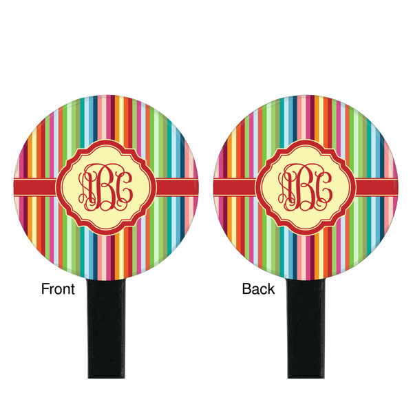 Retro Vertical Stripes Black Plastic 7" Stir Stick - Double Sided - Round - Front & Back