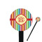 Retro Vertical Stripes 7" Round Plastic Stir Sticks - Black - Double Sided (Personalized)