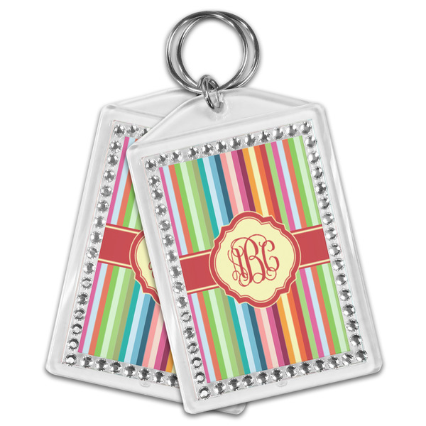 Retro Vertical Stripes Bling Keychain - MAIN