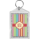 Retro Vertical Stripes Bling Keychain (Personalized)