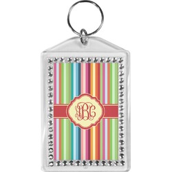Retro Vertical Stripes Bling Keychain (Personalized)
