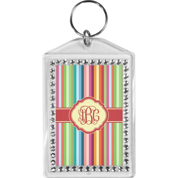 Custom Retro Vertical Stripes Bling Keychain (Personalized)