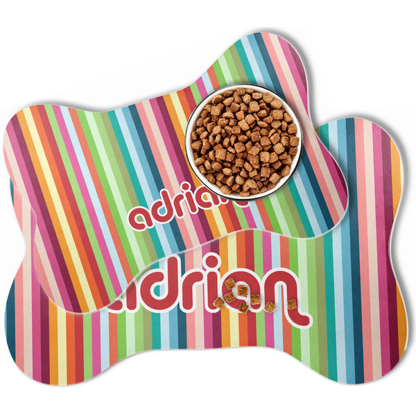 Retro Vertical Stripes Bone Shaped Dog Mats - MAIN