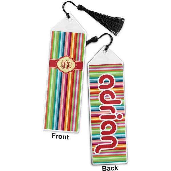 Retro Vertical Stripes Bookmark with tassel - Front and Back