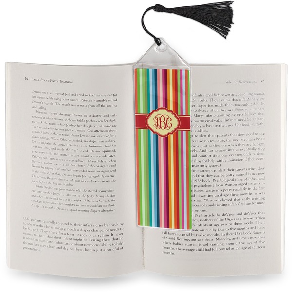 Retro Vertical Stripes Bookmark with tassel - In book