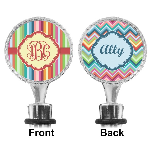 Retro Vertical Stripes Bottle Stopper - Front and Back