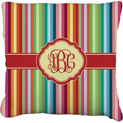 Retro Vertical Stripes Faux-Linen Throw Pillow 16" (Personalized)