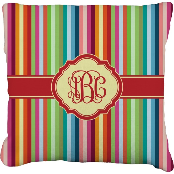 Custom Retro Vertical Stripes Faux-Linen Throw Pillow 16" (Personalized)