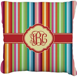 Retro Vertical Stripes Faux-Linen Throw Pillow 18" (Personalized)