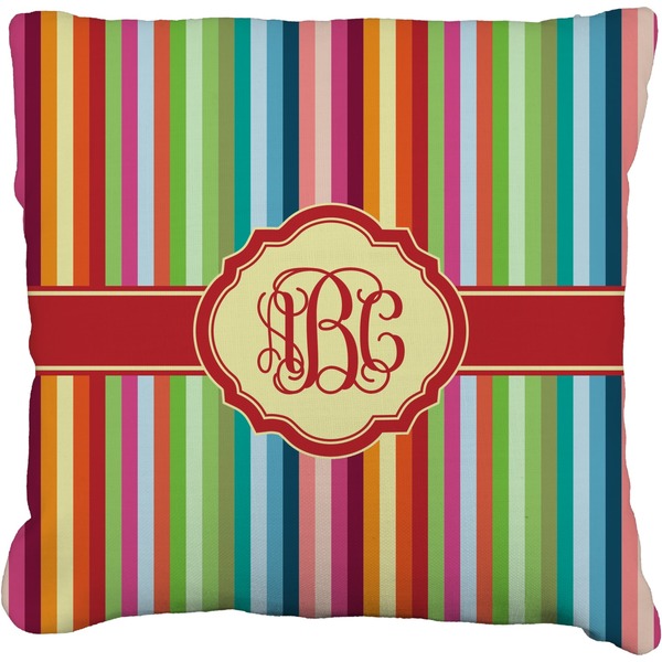 Custom Retro Vertical Stripes Faux-Linen Throw Pillow 18" (Personalized)