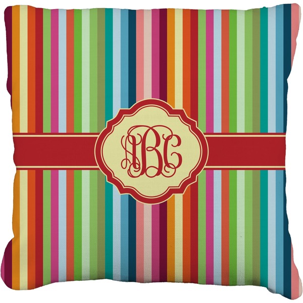 Custom Retro Vertical Stripes Faux-Linen Throw Pillow 20" (Personalized)