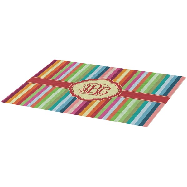 Retro Vertical Stripes Burlap Placemat (Angle View)