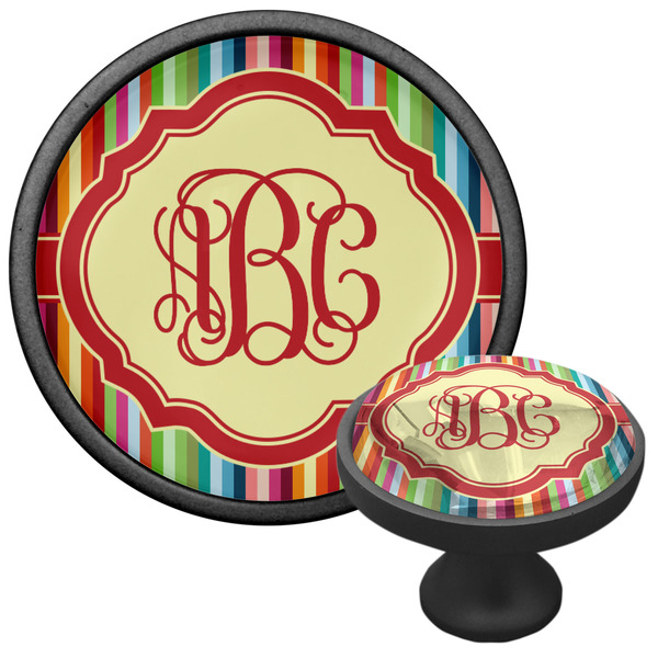 Retro Vertical Stripes Cabinet Knob - Black - Multi Angle