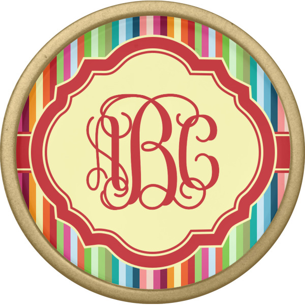 Retro Vertical Stripes Cabinet Knob - Gold - Front