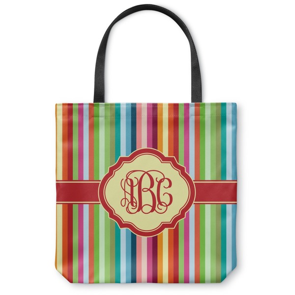 Custom Retro Vertical Stripes Canvas Tote Bag - Large - 18"x18" (Personalized)