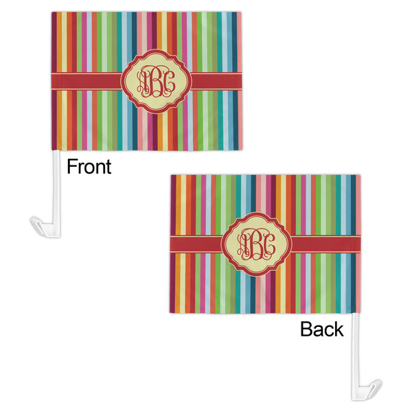 Retro Vertical Stripes Car Flag - 11" x 8" - Front & Back View