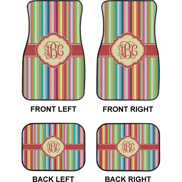 Retro Vertical Stripes Car Floor Mats Set (2F + 2B)