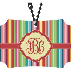 Retro Vertical Stripes Rear View Mirror Ornament (Personalized)