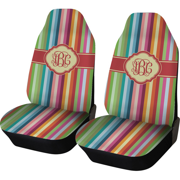 Custom Retro Vertical Stripes Car Seat Covers (Set of Two) (Personalized)