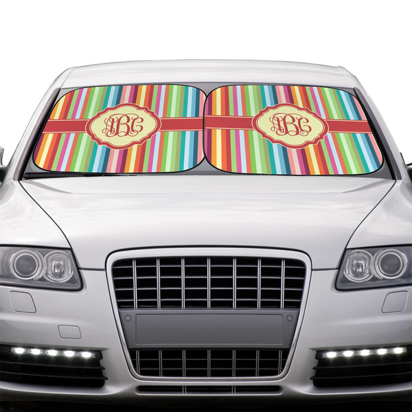 Retro Vertical Stripes Car Sun Shades - IN CONTEXT