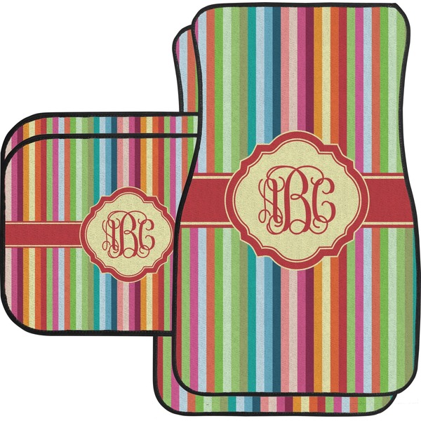 Custom Retro Vertical Stripes Car Floor Mats Set - 2 Front & 2 Back (Personalized)